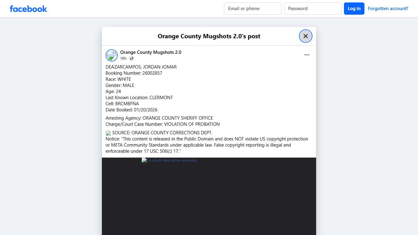 DEAZARCAMPOS, JORDAN JOMAR... - Orange County Mugshots 2.0 | Facebook